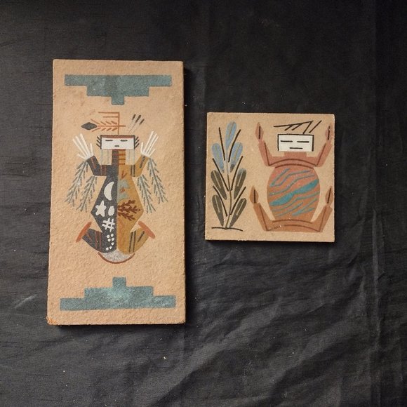 2 Authentic Navajo sandpaintings - Picture 1 of 3